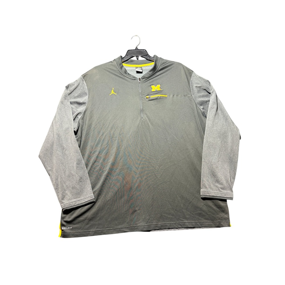 Jordan Michigan Wolverines Quarter Zip Men 4XL Gray Excellent Dri-Fit Pullover